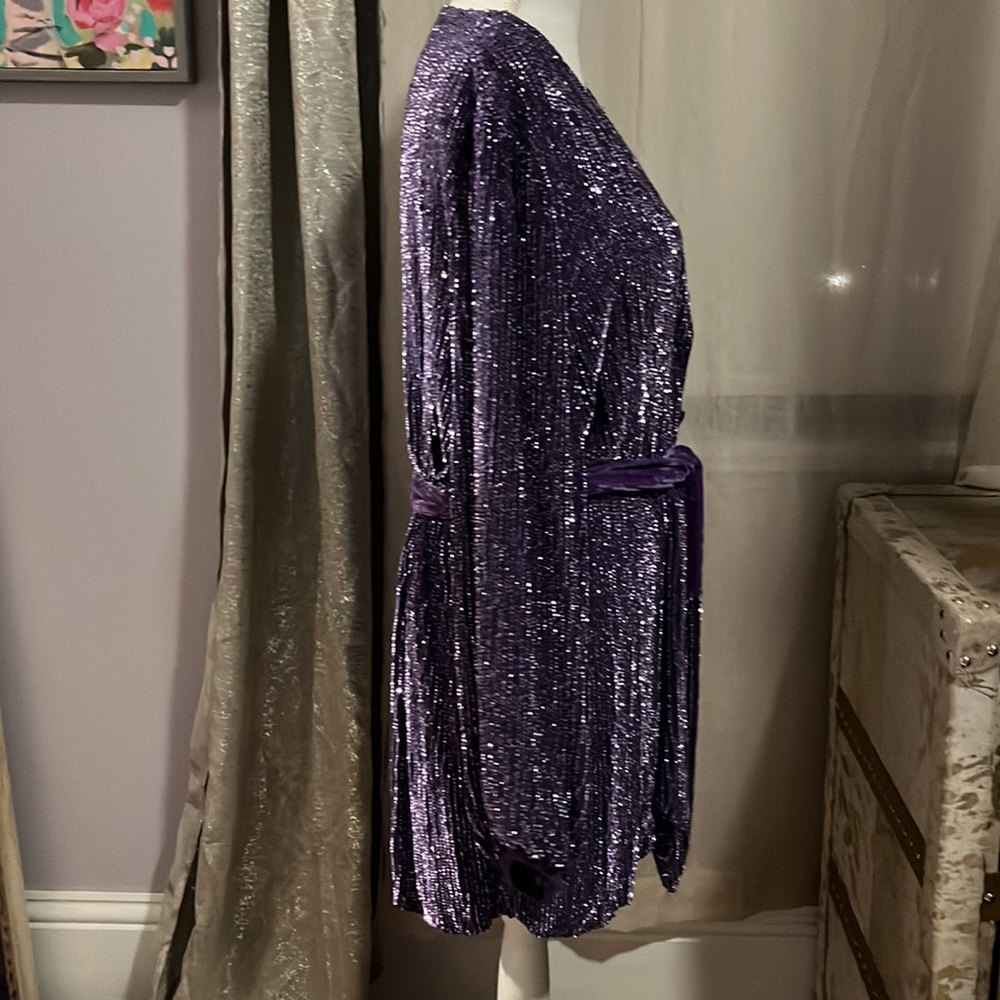 Women's Purple  Gabrielle Sequin-embellished Wrap Dress - Picture 4 of 4